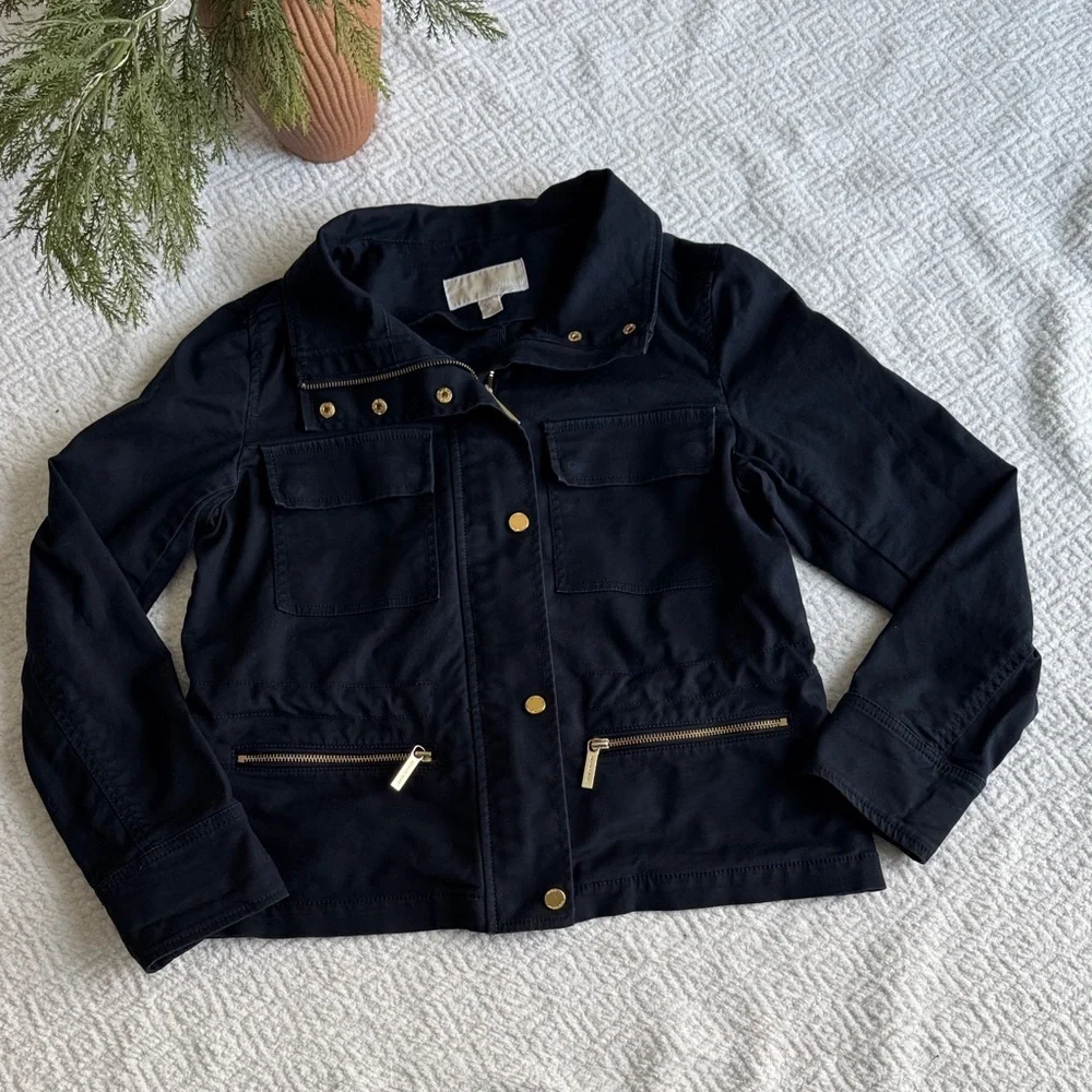 MICHAEL Michael Kors Navy Jacket with Gold Accents Sz S